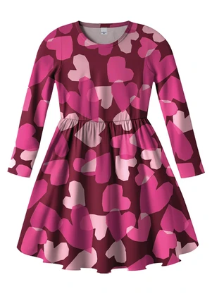 Malwee Kids - Vestido Godê Corações Rosa - MALWEE KIDS