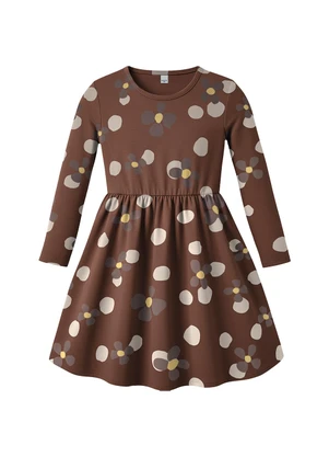 Malwee Kids - Vestido Godê Floral Marrom  - MALWEE KIDS