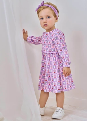 Abrange - Vestido Groovy Fru Fru Lilás - ABRANGE