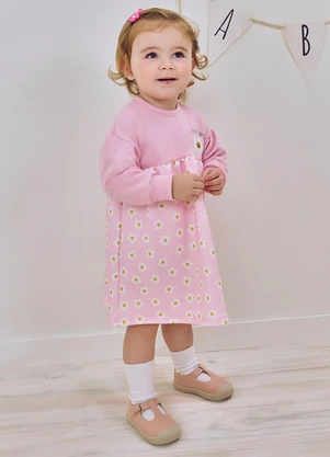 Abrange - Vestido Groovy Margaridas Rosa - ABRANGE