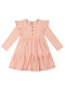 Colorittá - Vestido Infantil Canelado com Babados Verde - variação: Rosa