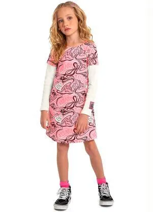 Quimby - Vestido Infantil Cotton Rosa - QUIMBY