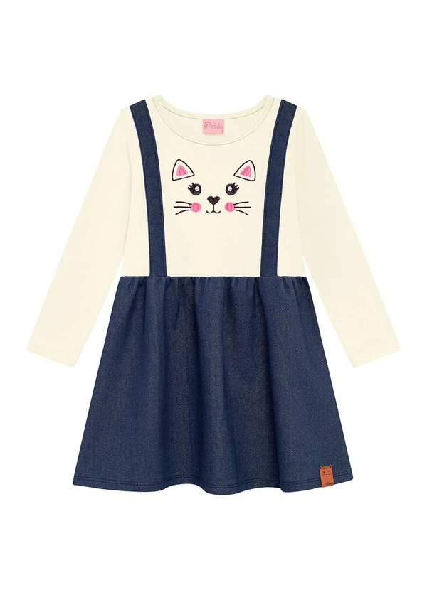 Duduka - Vestido Infantil em com Bordado Bege