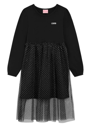 Duduka - Vestido Infantil em com Termo e Tule Preto - DUDUKA