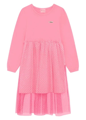 Duduka - Vestido Infantil em com Termo e Tule Rosa  - DUDUKA
