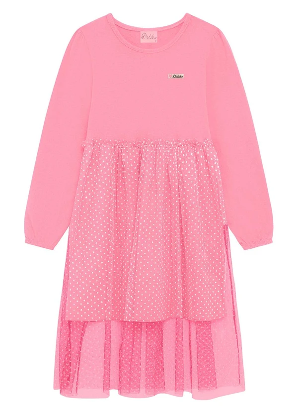 Duduka - Vestido Infantil em com Termo e Tule Rosa 