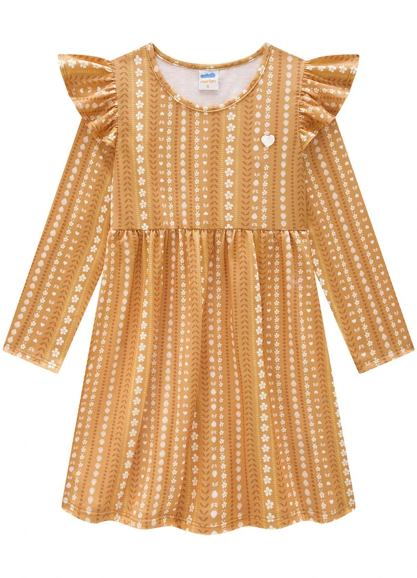 Marlan - Vestido Infantil em Cotton Heart Day Marrom 2