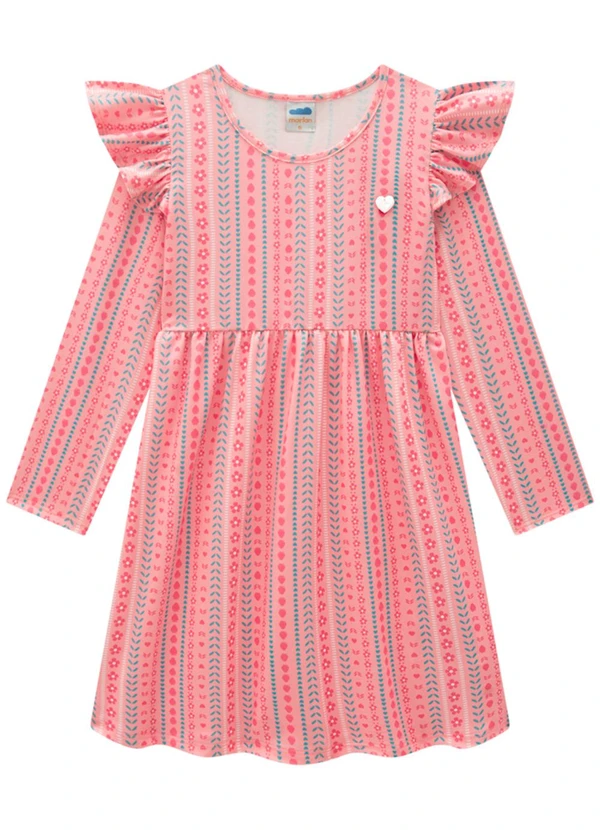 Marlan - Vestido Infantil em Cotton Heart Day Rosa