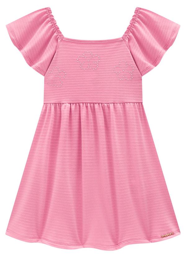 Marlan - Vestido Infantil em Cotton Maquinetado Rosa