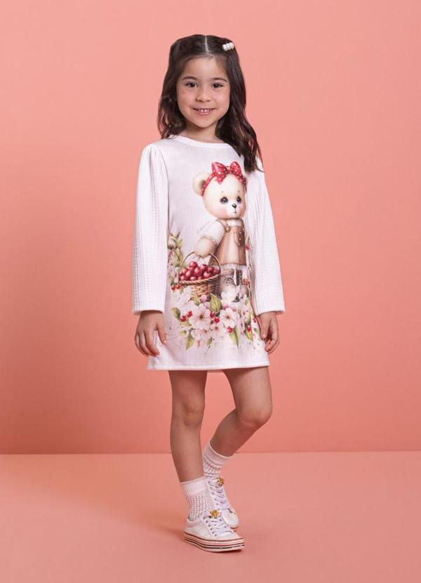 Milli e Nina - Vestido Infantil em Jacquard Tranças Bege 1