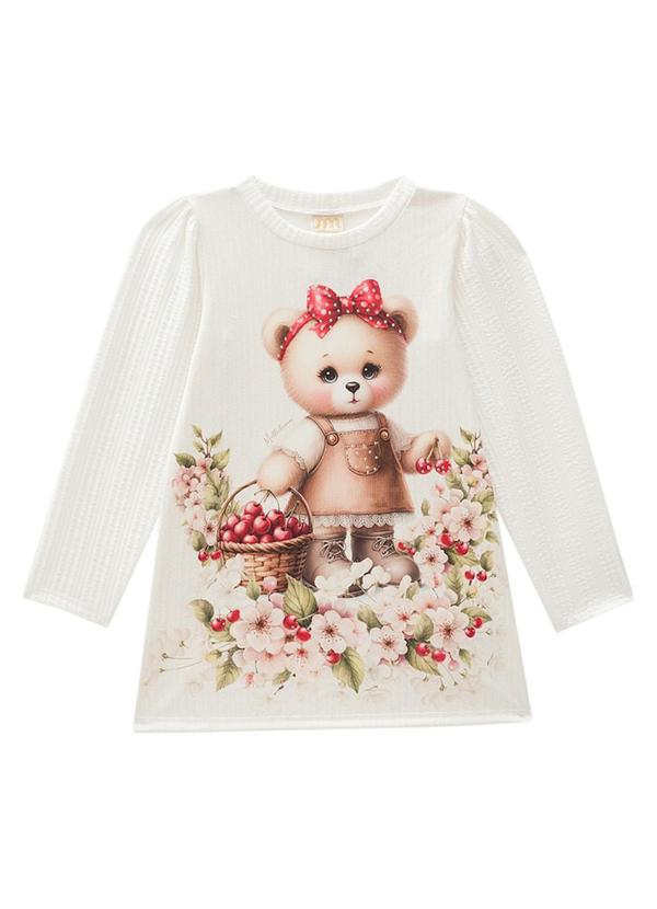 Milli e Nina - Vestido Infantil em Jacquard Tranças Bege 2