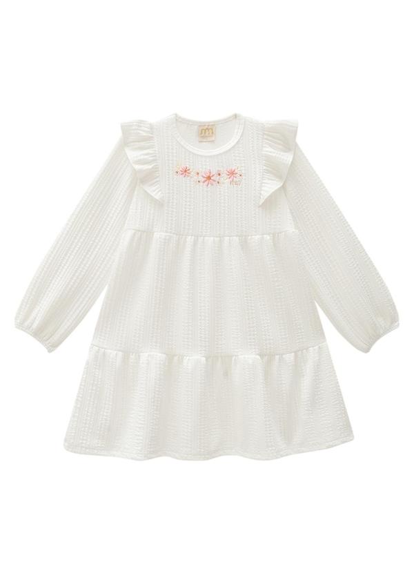 Milli e Nina - Vestido Infantil em Jacquard Tranças Bege