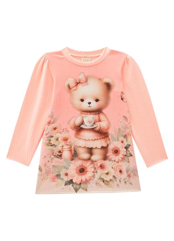 Milli e Nina - Vestido Infantil em Jacquard Tranças Laranja