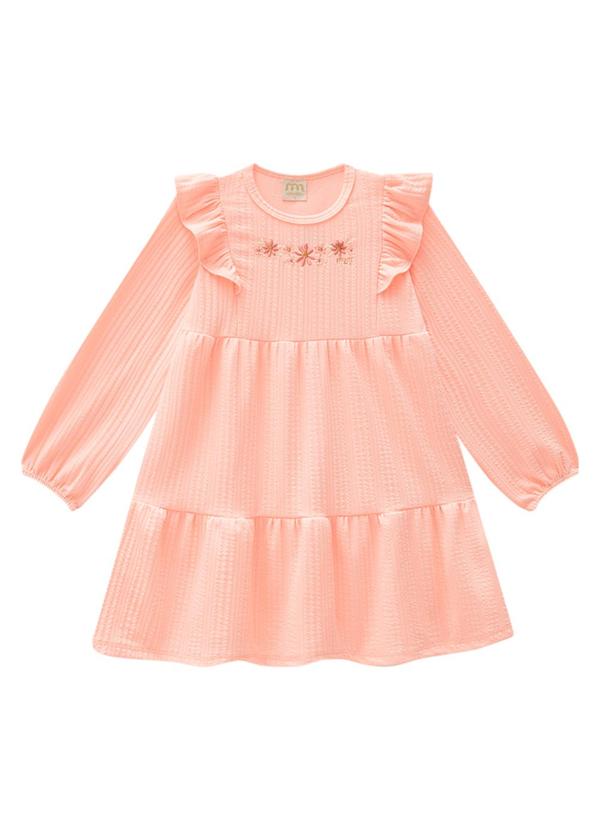 Milli e Nina - Vestido Infantil em Jacquard Tranças Laranja