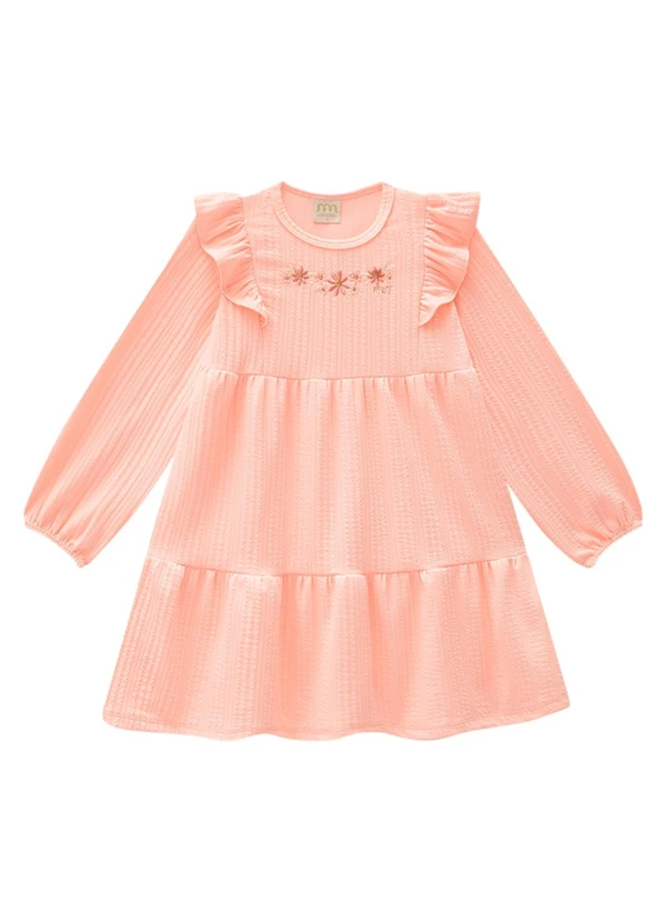 Milli e Nina - Vestido Infantil em Jacquard Tranças Laranja