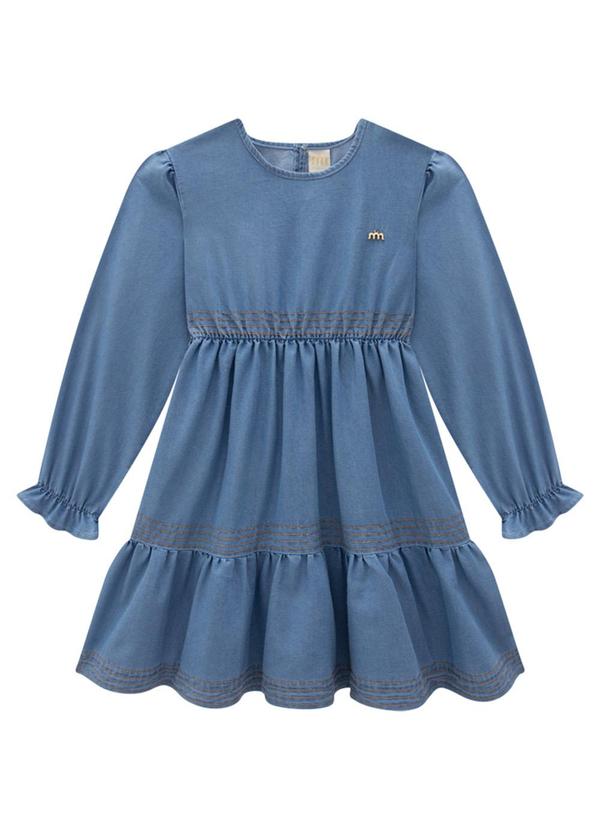 Milli e Nina - Vestido Infantil em Jeans Leve Azul 2