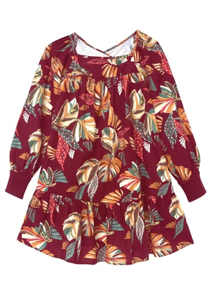 Nanai - Vestido Infantil em Linho Menina  Vermelho - NANAI