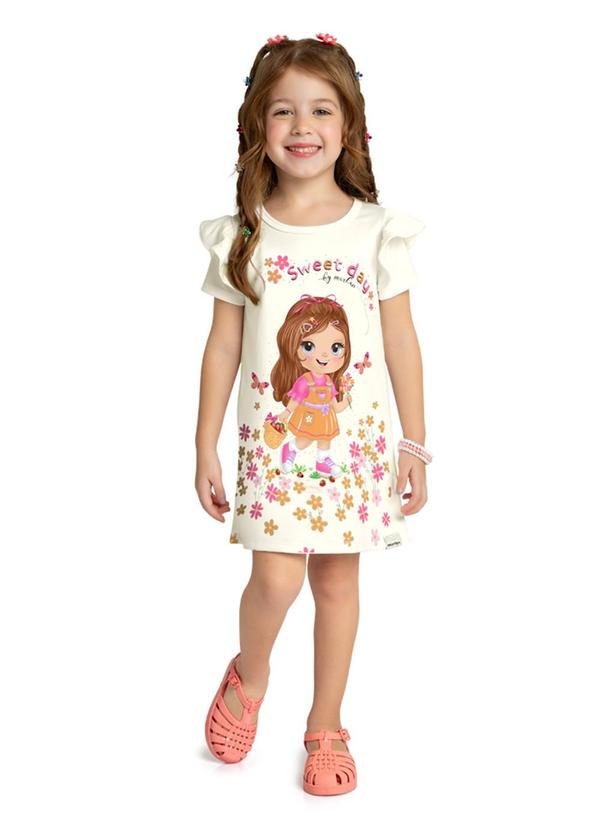 Marlan - Vestido Infantil em Malha Newtech Bege