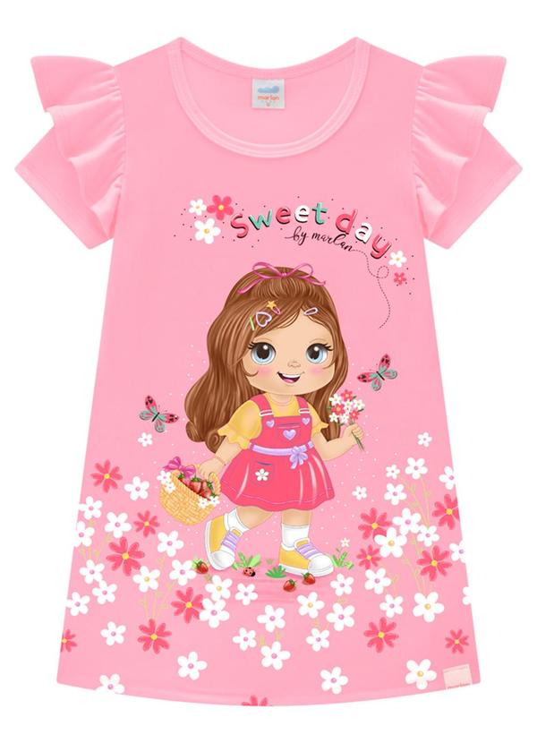 Marlan - Vestido Infantil em Malha Newtech Rosa