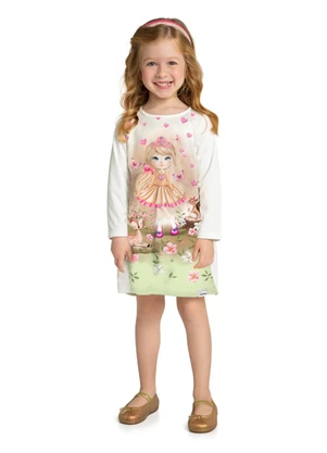 Marlan - Vestido Infantil em Malha Sport Felpada Bege - MARLAN