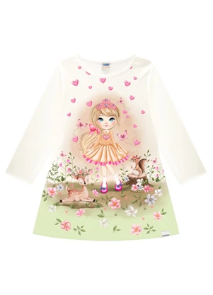 Marlan - Vestido Infantil em Malha Sport Felpada Bege - MARLAN