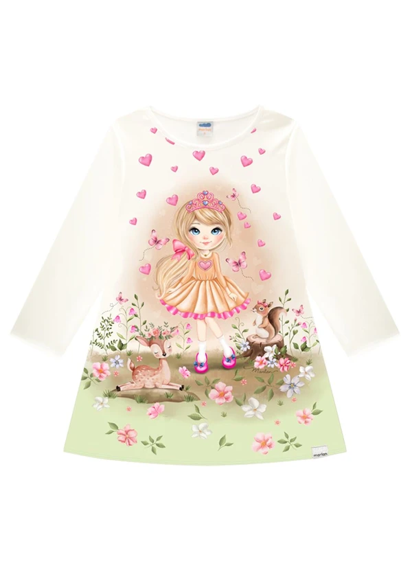 Marlan - Vestido Infantil em Malha Sport Felpada Bege 2