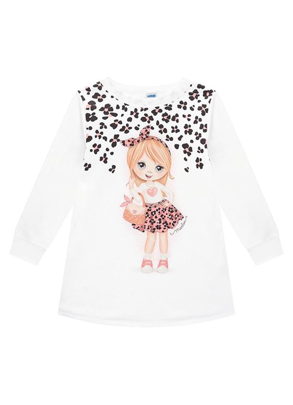 Marlan - Vestido Infantil em Malha Sport Felpada Bege