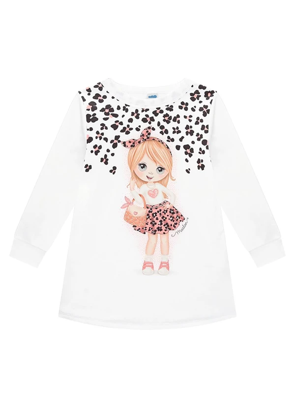 Marlan - Vestido Infantil em Malha Sport Felpada Bege
