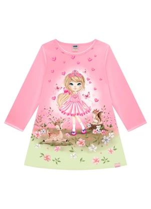 Marlan - Vestido Infantil em Malha Sport Felpada Rosa - MARLAN