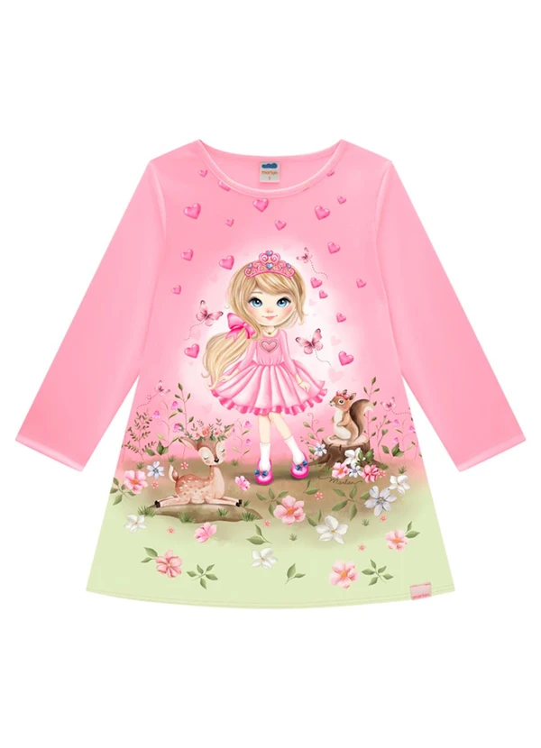 Marlan - Vestido Infantil em Malha Sport Felpada Rosa