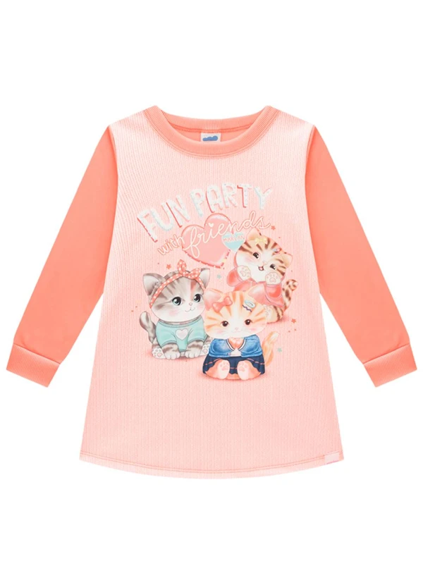 Marlan - Vestido Infantil em Malha Sport Felpada Rosa