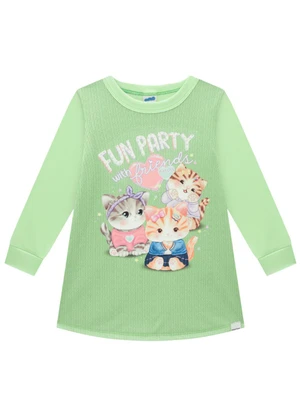 Marlan - Vestido Infantil em Malha Sport Felpada Verde - MARLAN