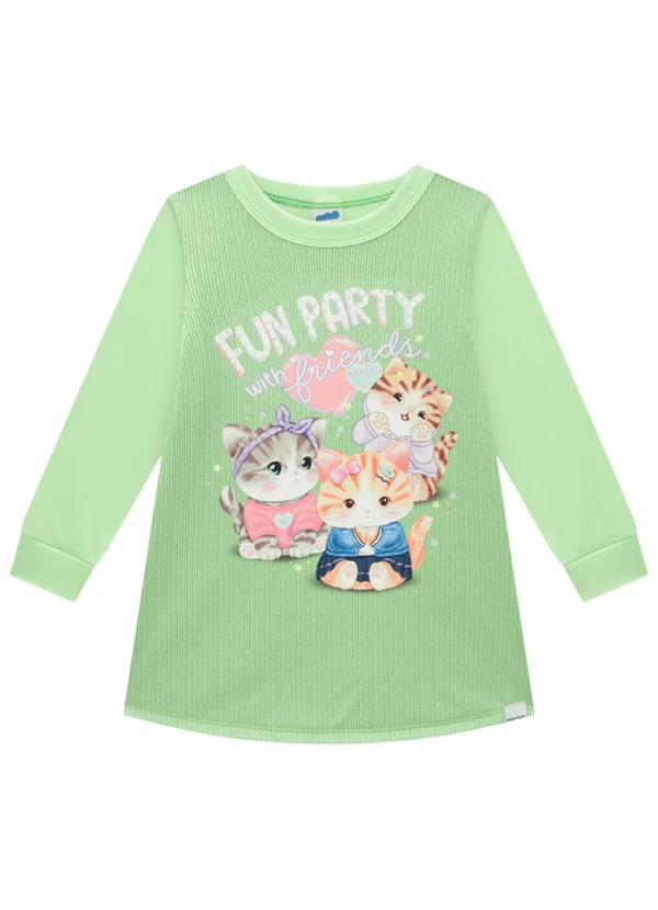 Marlan - Vestido Infantil em Malha Sport Felpada Verde 1