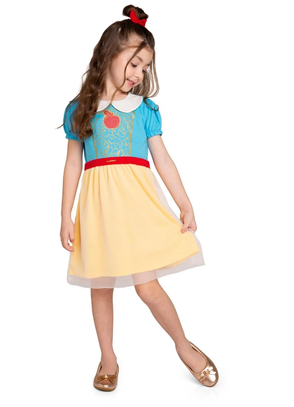 Marlan - Vestido Infantil em Meia Malha Penteada Azul