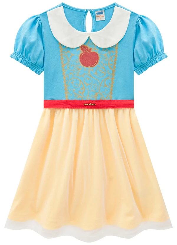 Marlan - Vestido Infantil em Meia Malha Penteada Azul 2