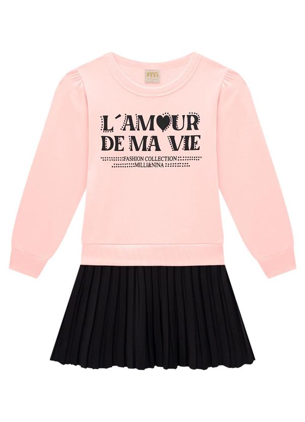 Milli e Nina - Vestido Infantil em Molecotton e Cirre Rosa 2