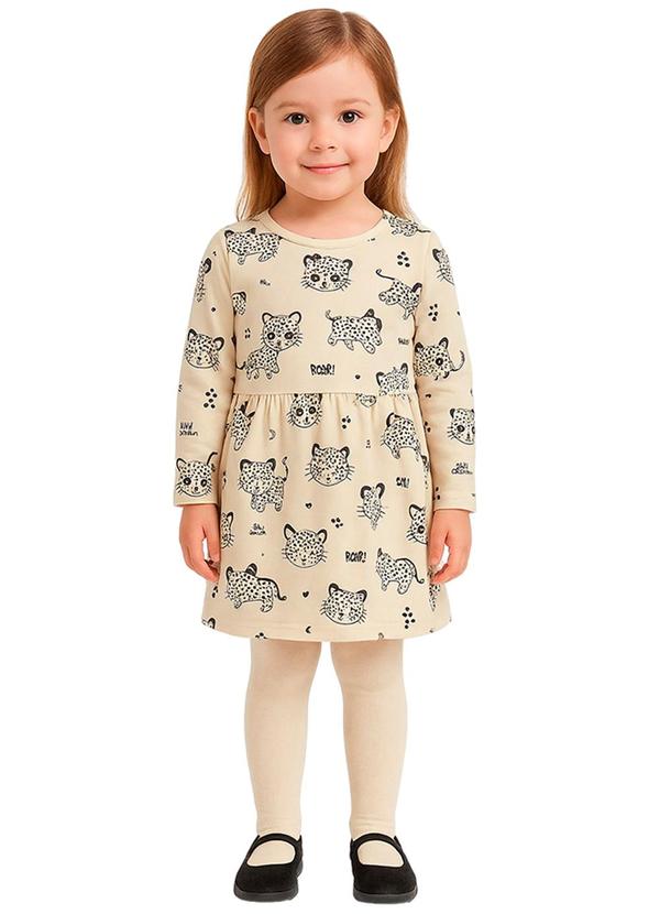 Marlan - Vestido Infantil em Molecotton Felpado Bege 1
