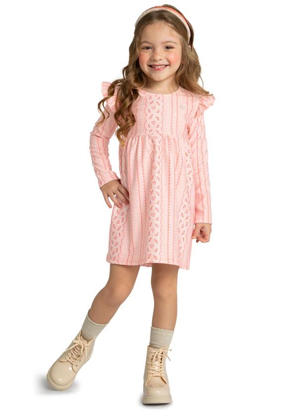 Marlan - Vestido Infantil em Molecotton Tricot Coral