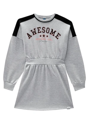 Marlan - Vestido Infantil em Moletom Felpado Cinza - MARLAN