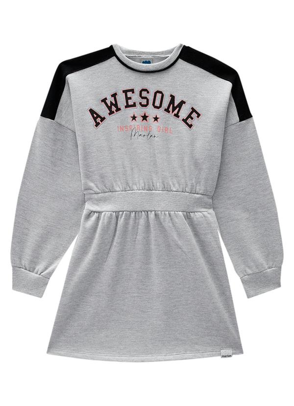 Marlan - Vestido Infantil em Moletom Felpado Cinza