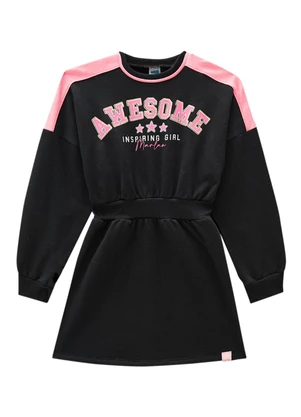 Marlan - Vestido Infantil em Moletom Felpado Preto - MARLAN