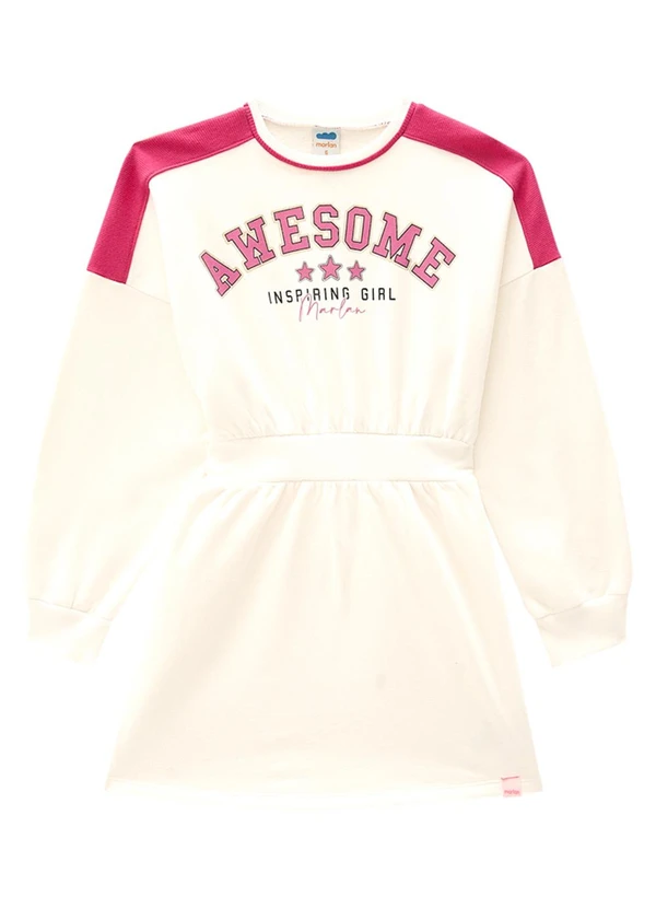 Marlan - Vestido Infantil em Moletom Felpado Bege 2