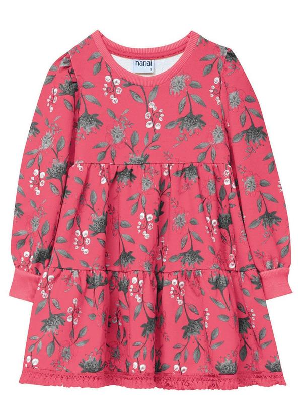 Nanai - Vestido Infantil em Moletom Menina  Vermelho