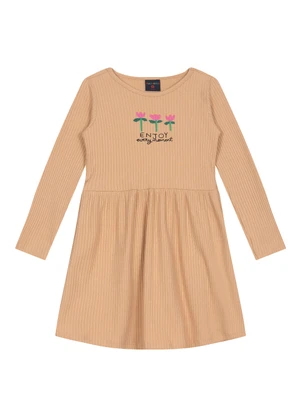 Guloseima - Vestido Infantil em Ribana Floral Marrom - GULOSEIMA