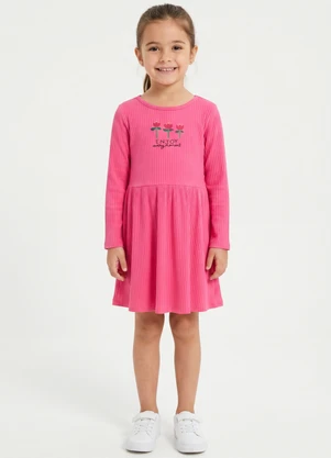 Guloseima - Vestido Infantil em Ribana Floral Rosa - GULOSEIMA
