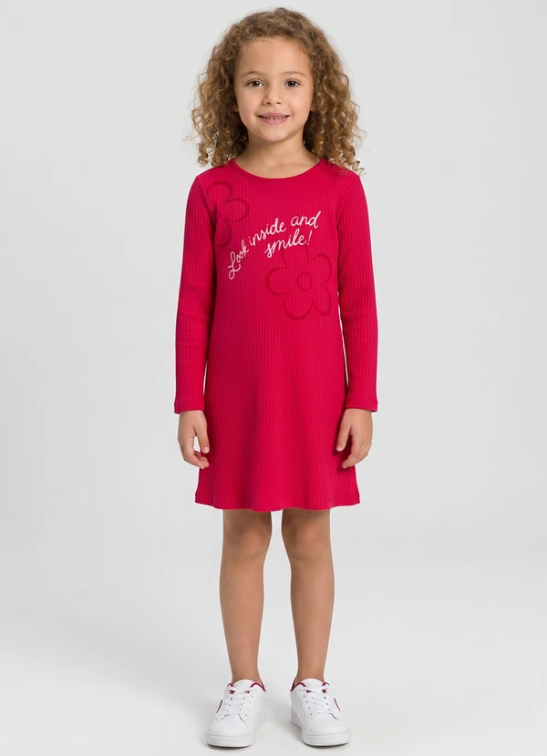 Guloseima - Vestido Infantil em Ribana Vermelho