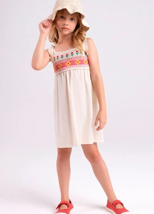 Bugbee - Vestido Infantil em Tricô Branco - BUGBEE