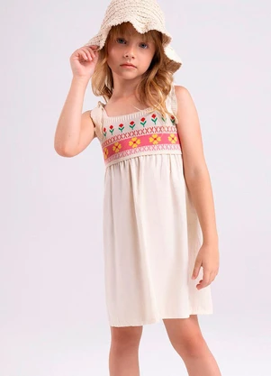 Bugbee - Vestido Infantil em Tricô Branco - BUGBEE