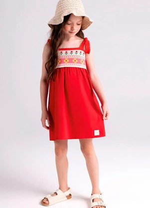 Bugbee - Vestido Infantil em Tricô Vermelho - BUGBEE