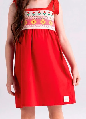 Bugbee - Vestido Infantil em Tricô Vermelho - BUGBEE